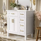 Meuble-lavabo de salle de bain de 76 cm avec évier, meuble de rangement de salle de bain avec portes et tiroirs à fermeture douce pour petit espace