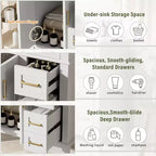 Meuble-lavabo de salle de bain de 76 cm avec évier, meuble de rangement de salle de bain avec portes et tiroirs à fermeture douce pour petit espace