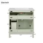 Meuble-lavabo de salle de bain de 76 cm avec évier, meuble de rangement de salle de bain avec portes et tiroirs à fermeture douce pour petit espace