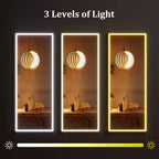 COZONY Miroir pleine longueur LED 70x28, lumière 3 couleurs à intensité variable, miroir de plain-pied mural/autonome, cadre métallique