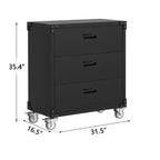 Servante d'atelier mobile robuste à 3 tiroirs, rangement métallique de garage sur roues verrouillables pour atelier, armoire de rangement de garage, entrepôt et sous-sol, bureau