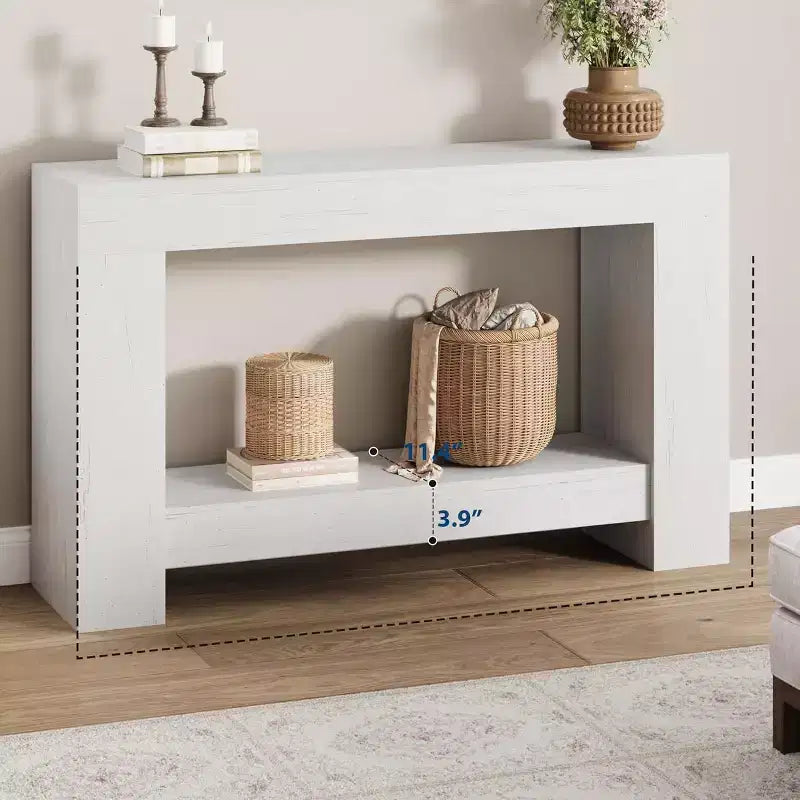 Console de ferme 47 po avec 2 niveaux et rangement - Grande table de canapé en bois pour entrée, couloir et salon