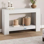 Console de ferme 47 po avec 2 niveaux et rangement - Grande table de canapé en bois pour entrée, couloir et salon