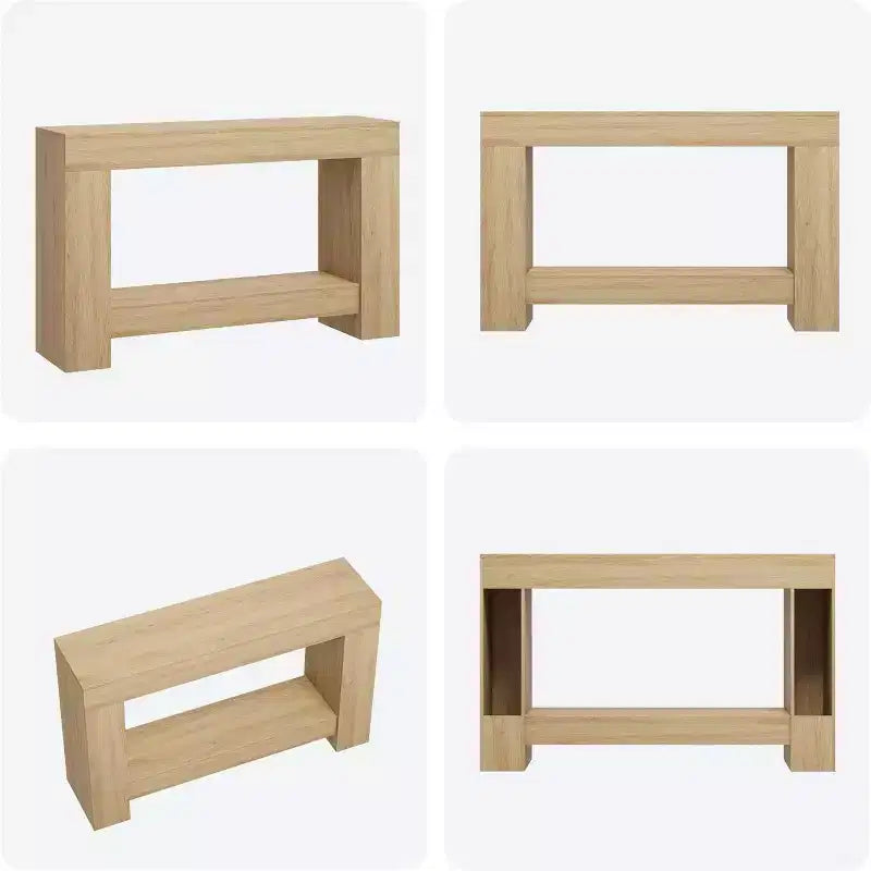 Console de ferme 47 po avec 2 niveaux et rangement - Grande table de canapé en bois pour entrée, couloir et salon