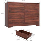 Commode en bois à 6 tiroirs, Armoire haute et moderne avec rangement profond, Grande commode avec plateau large, Commode de rangement longue pour chambre à coucher