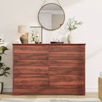 Commode en bois à 6 tiroirs, Armoire haute et moderne avec rangement profond, Grande commode avec plateau large, Commode de rangement longue pour chambre à coucher
