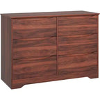 Commode en bois à 6 tiroirs, Armoire haute et moderne avec rangement profond, Grande commode avec plateau large, Commode de rangement longue pour chambre à coucher