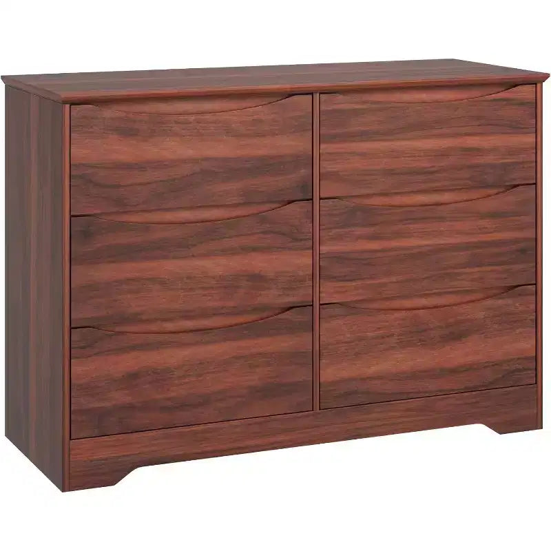 Commode en bois à 6 tiroirs, Armoire haute et moderne avec rangement profond, Grande commode avec plateau large, Commode de rangement longue pour chambre à coucher
