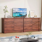 Commode en bois à 6 tiroirs, Armoire haute et moderne avec rangement profond, Grande commode avec plateau large, Commode de rangement longue pour chambre à coucher
