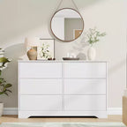 Commode en bois à 6 tiroirs, Armoire haute et moderne avec rangement profond, Grande commode avec plateau large, Commode de rangement longue pour chambre à coucher