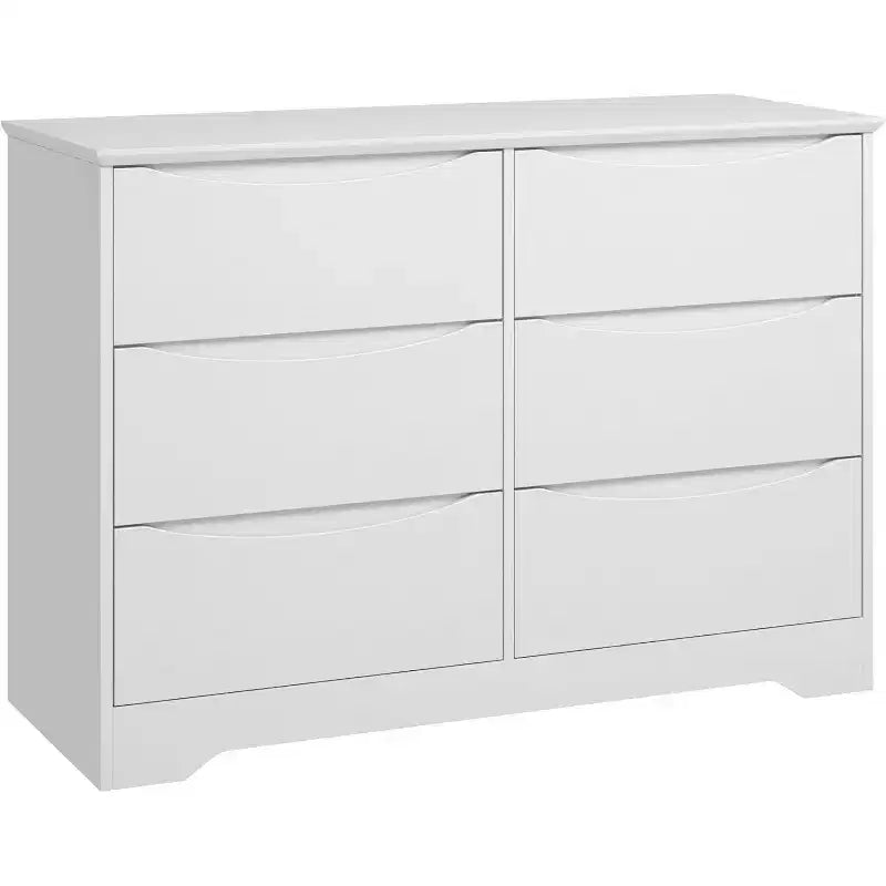 Commode en bois à 6 tiroirs, Armoire haute et moderne avec rangement profond, Grande commode avec plateau large, Commode de rangement longue pour chambre à coucher
