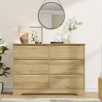 Commode en bois à 6 tiroirs, Armoire haute et moderne avec rangement profond, Grande commode avec plateau large, Commode de rangement longue pour chambre à coucher