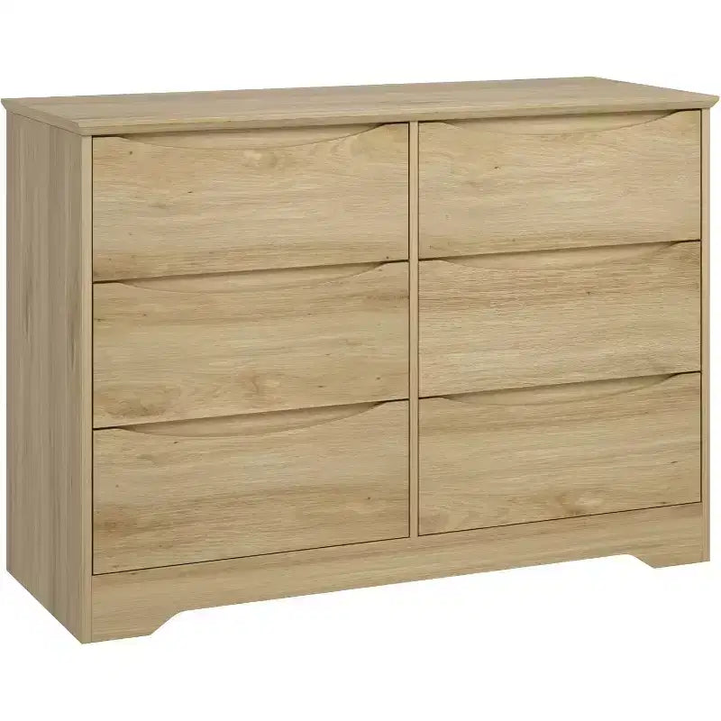Commode en bois à 6 tiroirs, Armoire haute et moderne avec rangement profond, Grande commode avec plateau large, Commode de rangement longue pour chambre à coucher