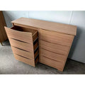Commode en bois à 6 tiroirs, Armoire haute et moderne avec rangement profond, Grande commode avec plateau large, Commode de rangement longue pour chambre à coucher