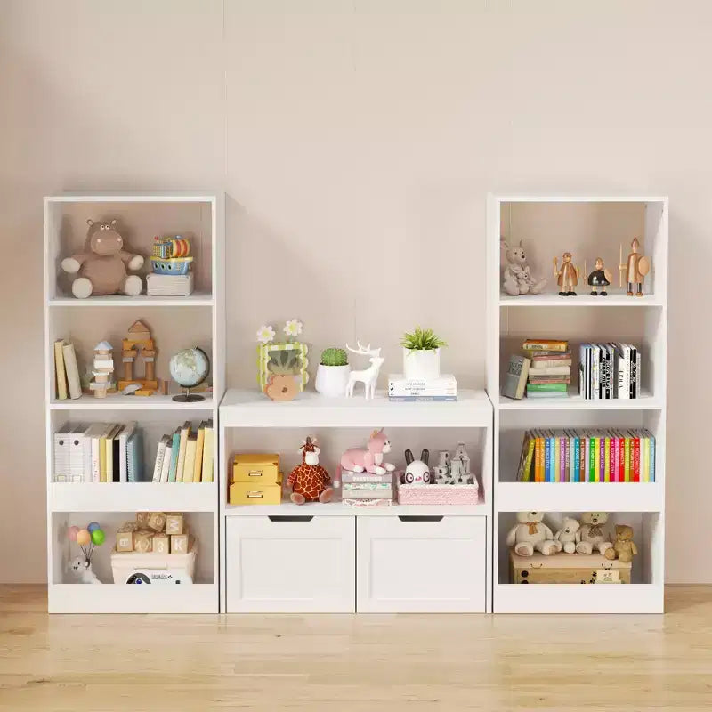 Bibliothèque pour enfants, étagère à 4 niveaux, organisateur de livres, meuble de rangement de jouets, blanc