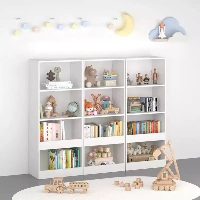 Bibliothèque pour enfants, étagère à 4 niveaux, organisateur de livres, meuble de rangement de jouets, blanc