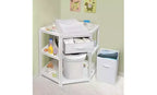 Table à langer d'angle HomeStock avec panier à linge et tiroir de rangement, organiseur de chambre de bébé peu encombrant avec ceinture de sécurité et matelas
