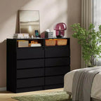 4-Drawer Storage Cabinet, Wooden Country-Style Bedroom Dressing Table, Vintage Design, Suitable for Bedroom, Living Room, Hallway, Black