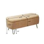Banc de rangement ottoman moderne Okak avec pieds en métal doré, banc d'entrée en fausse fourrure avec siège rembourré, banc de bout de lit pour salon
