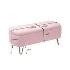 Banc de rangement ottoman moderne Okak avec pieds en métal doré, banc d'entrée en fausse fourrure avec siège rembourré, banc de bout de lit pour salon