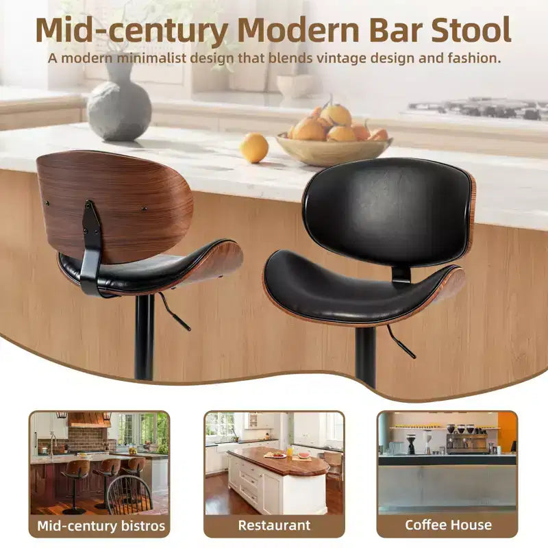 JIONJOY Lot de 2 tabourets de bar pivotants – Chaises réglables hauteur comptoir avec dossier et repose-pieds, cuir PU, style industriel moderne