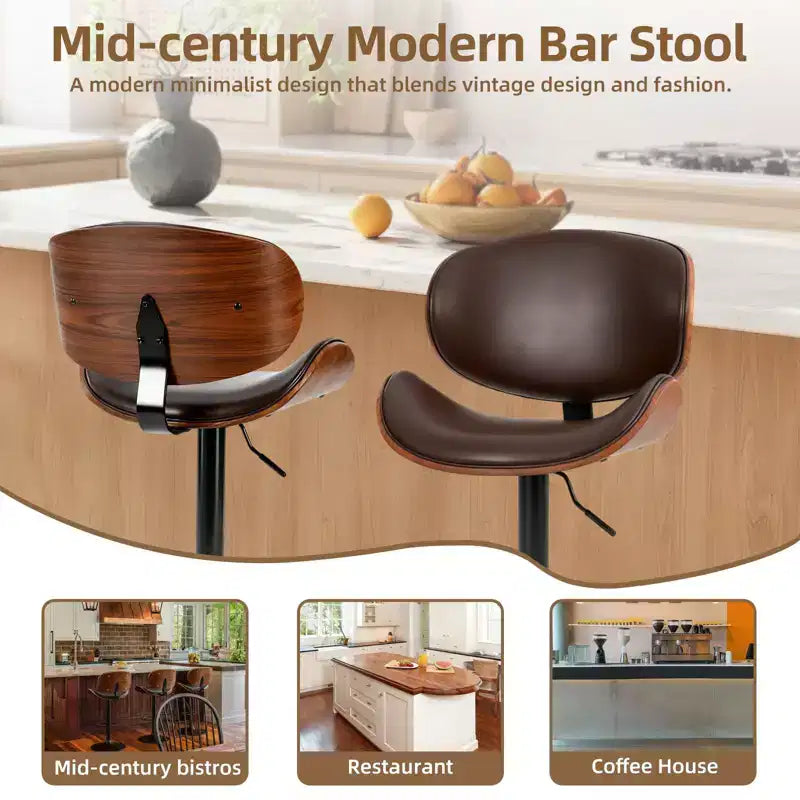 JIONJOY Lot de 2 tabourets de bar pivotants – Chaises réglables hauteur comptoir avec dossier et repose-pieds, cuir PU, style industriel moderne