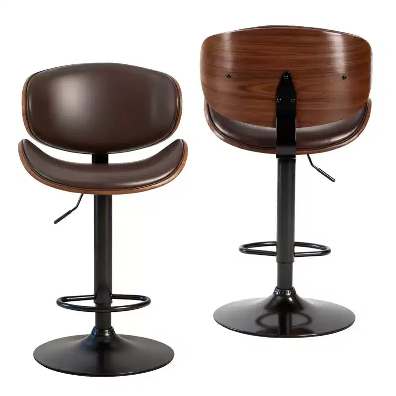 JIONJOY Lot de 2 tabourets de bar pivotants – Chaises réglables hauteur comptoir avec dossier et repose-pieds, cuir PU, style industriel moderne