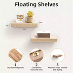 Étagère flottante en érable 11,8 po C, support mural en bois à fixation invisible, parfaite pour la décoration de salle de bain/chambre/cuisine ou pour l'exposition de livres/plantes, installation facile.