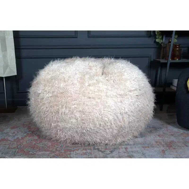 Fauteuil Pouf en Fausse Fourrure TUYOHW, Chaise de Sol Ronde en Mousse Haute Densité pour un Confort Moelleux, Chaise Longue Confortable pour Salon