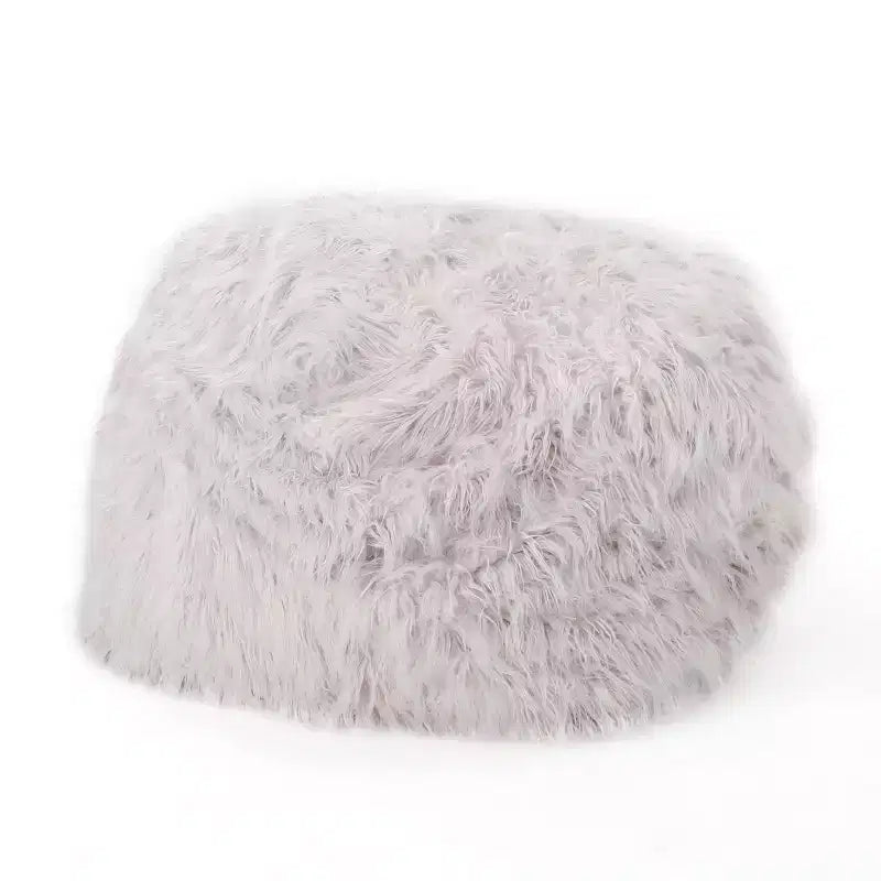 Fauteuil Pouf en Fausse Fourrure TUYOHW, Chaise de Sol Ronde en Mousse Haute Densité pour un Confort Moelleux, Chaise Longue Confortable pour Salon