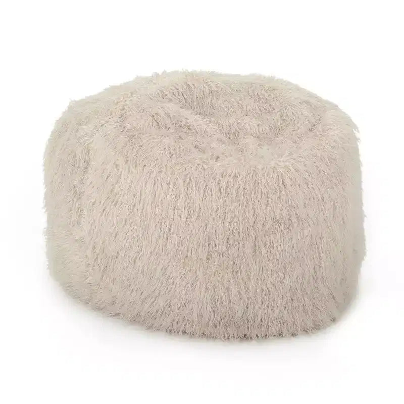 Fauteuil Pouf en Fausse Fourrure TUYOHW, Chaise de Sol Ronde en Mousse Haute Densité pour un Confort Moelleux, Chaise Longue Confortable pour Salon