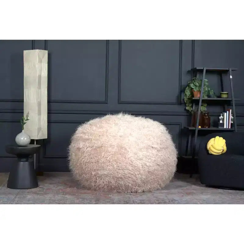 Fauteuil Pouf en Fausse Fourrure TUYOHW, Chaise de Sol Ronde en Mousse Haute Densité pour un Confort Moelleux, Chaise Longue Confortable pour Salon