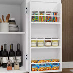 TUYOHW Îlot de cuisine avec plateau en bois d'hévéa, îlot de cuisine roulant avec tiroir, étagères réglables, porte-serviettes et porte-épices pour cuisine, salle à manger