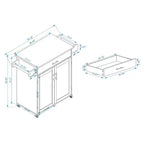 TUYOHW Îlot de cuisine avec plateau en bois d'hévéa, îlot de cuisine roulant avec tiroir, étagères réglables, porte-serviettes et porte-épices pour cuisine, salle à manger