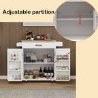 TUYOHW Îlot de cuisine avec plateau en bois d'hévéa, îlot de cuisine roulant avec tiroir, étagères réglables, porte-serviettes et porte-épices pour cuisine, salle à manger