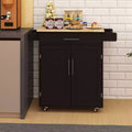 TUYOHW Îlot de cuisine avec plateau en bois d'hévéa, îlot de cuisine roulant avec tiroir, étagères réglables, porte-serviettes et porte-épices pour cuisine, salle à manger