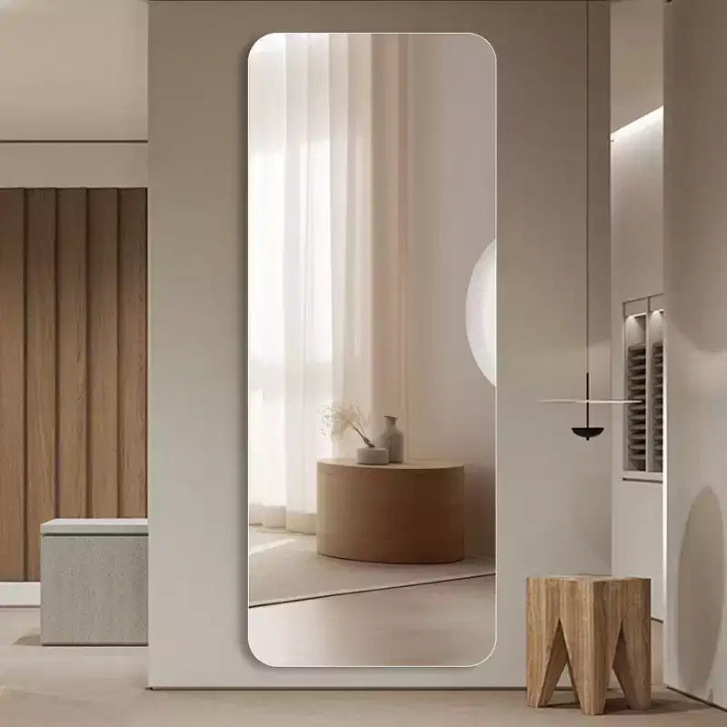 TUYOHW Grand Miroir sur Pied Moderne pour Chambre à Coucher, Dressing, Miroir Mural Antidéflagrant avec Coins Arrondis, 140 cm