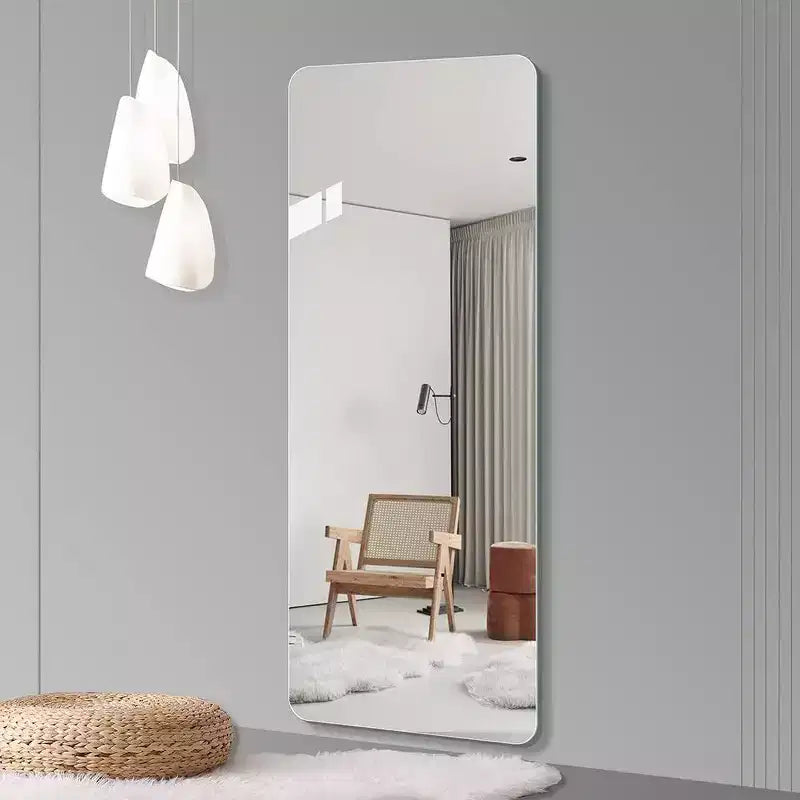TUYOHW Grand Miroir sur Pied Moderne pour Chambre à Coucher, Dressing, Miroir Mural Antidéflagrant avec Coins Arrondis, 140 cm