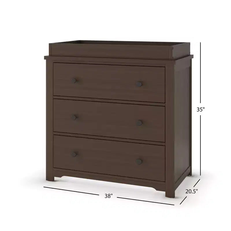 Commode 3 tiroirs Child Craft Harmony avec plateau à langer amovible, grand espace de rangement, kit anti-basculement inclus pour éviter le basculement, finition sécuritaire pour bébé
