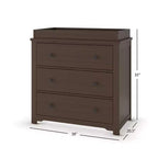 Commode 3 tiroirs Child Craft Harmony avec plateau à langer amovible, grand espace de rangement, kit anti-basculement inclus pour éviter le basculement, finition sécuritaire pour bébé