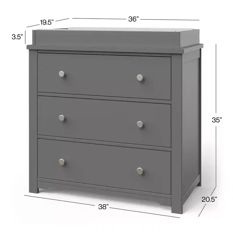 Commode 3 tiroirs Child Craft Harmony avec plateau à langer amovible, grand espace de rangement, kit anti-basculement inclus pour éviter le basculement, finition sécuritaire pour bébé