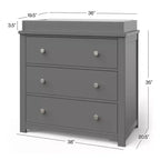 Commode 3 tiroirs Child Craft Harmony avec plateau à langer amovible, grand espace de rangement, kit anti-basculement inclus pour éviter le basculement, finition sécuritaire pour bébé