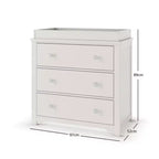 Commode 3 tiroirs Child Craft Harmony avec plateau à langer amovible, grand espace de rangement, kit anti-basculement inclus pour éviter le basculement, finition sécuritaire pour bébé