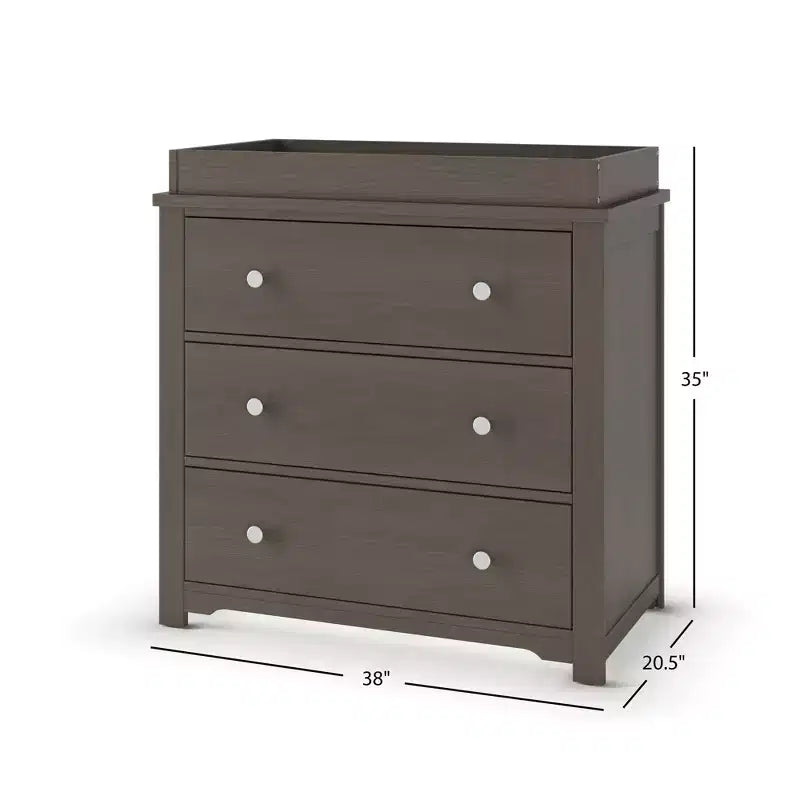 Commode 3 tiroirs Child Craft Harmony avec plateau à langer amovible, grand espace de rangement, kit anti-basculement inclus pour éviter le basculement, finition sécuritaire pour bébé