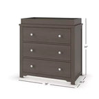Commode 3 tiroirs Child Craft Harmony avec plateau à langer amovible, grand espace de rangement, kit anti-basculement inclus pour éviter le basculement, finition sécuritaire pour bébé
