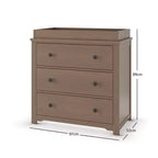 Commode 3 tiroirs Child Craft Harmony avec plateau à langer amovible, grand espace de rangement, kit anti-basculement inclus pour éviter le basculement, finition sécuritaire pour bébé