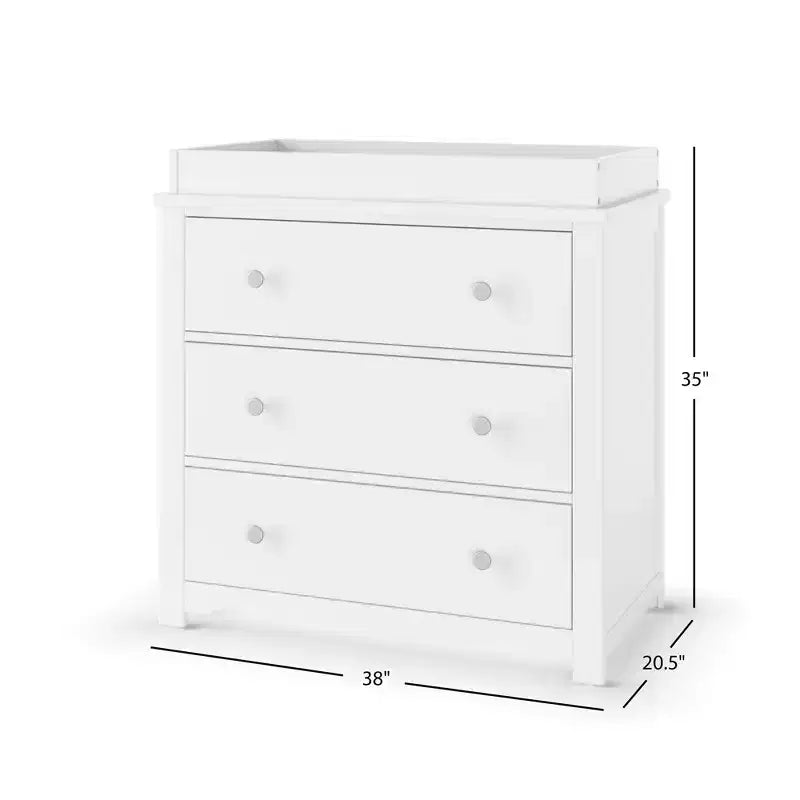 Commode 3 tiroirs Child Craft Harmony avec plateau à langer amovible, grand espace de rangement, kit anti-basculement inclus pour éviter le basculement, finition sécuritaire pour bébé
