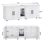 Meuble litière double pour 2 chats, support TV, surface imperméable facile à nettoyer, boucles d'armoire et rainures de rangement, convient pour le salon
