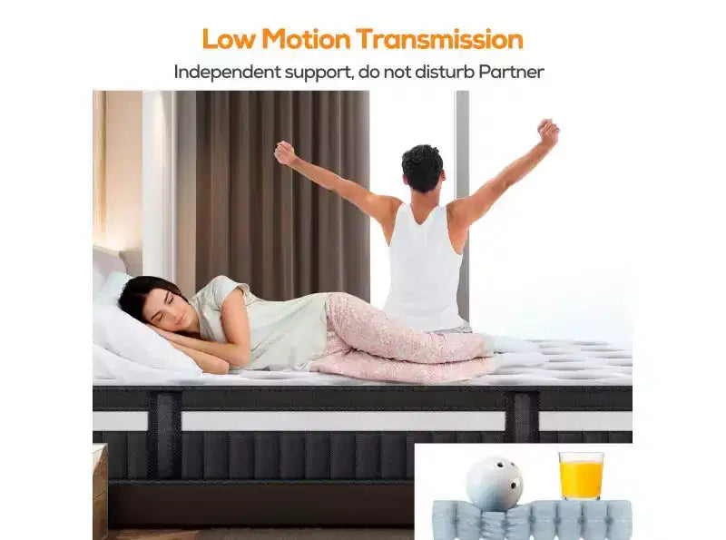 Matelas hybride Queen de 14 pouces – Mousse à mémoire de forme infusée de gel, ressorts ensachés, fermeté moyenne, certifié CertiPUR-US