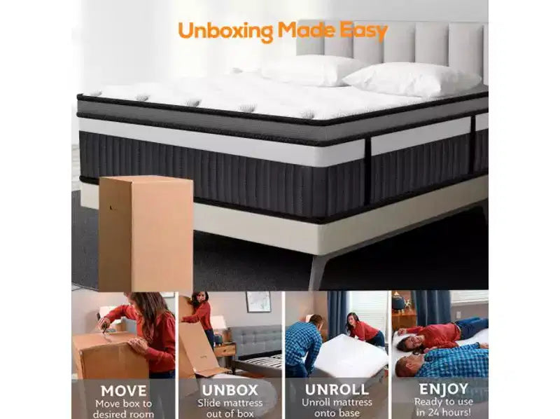 Matelas hybride Queen de 14 pouces – Mousse à mémoire de forme infusée de gel, ressorts ensachés, fermeté moyenne, certifié CertiPUR-US